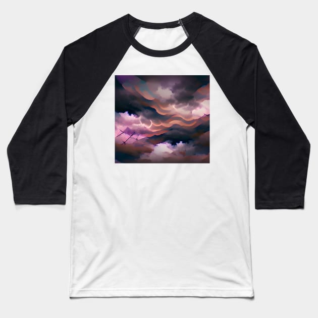 Aesthetic Stormy Clouds Baseball T-Shirt by Mihadom